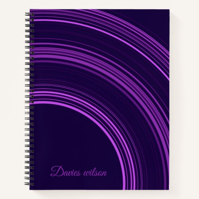 Chic purple geometric pattern custom name notizbuch (Vorderseite)