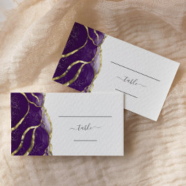 Chic Purple Gold Ink Wedding Escort Platzkarte