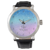 Chic Purple Ombre Blue Glitter Modern