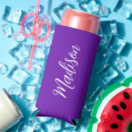 Chic Purple Personalized Name Handwritten Script Selters Dosenkühler