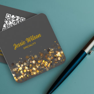 Chic QR Code Light Glitzer berufliche Pastellfarbe Quadratische Visitenkarte
