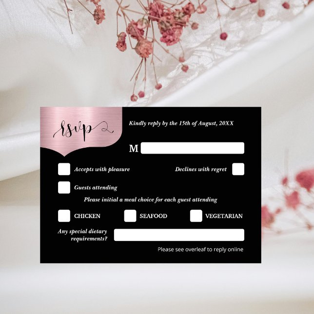 Chic QR Code Metallische Rose Gold Wedding RSVP Ca Karte (Von Creator hochgeladen)