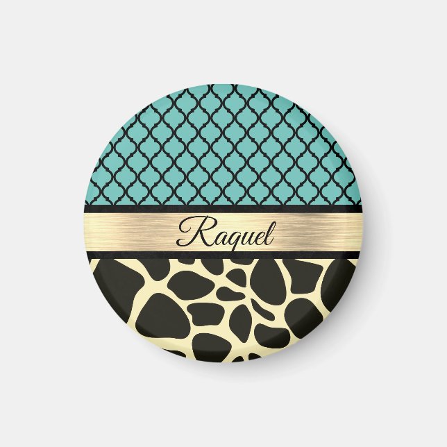 Chic Quatrefoil Giraffe Print Magnet (Vorne)