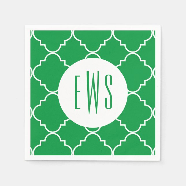 Chic Quatrefoil Monogram Party Napkins Serviette (Vorderseite)