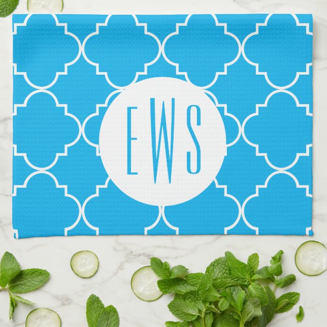 Chic Quatrefoil Monogram Serviette de cuisine (Plié)