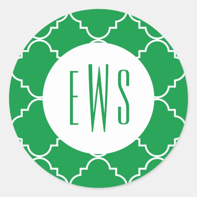 Chic Quatrefoil Monogram Stickers (Vorderseite)