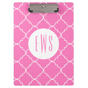 Chic Quatrefoil Monogramm Clipboard Klemmbrett