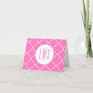 Chic Quatrefoil Monogramm Faltene Mitteilungskarte
