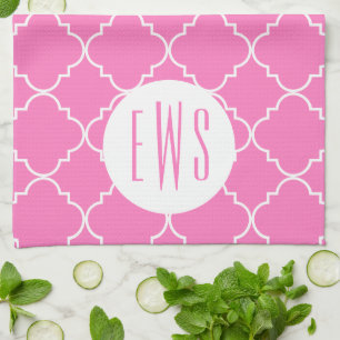 Chic Quatrefoil Monogramm Küchentuch