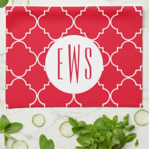 Chic Quatrefoil Monogramm Küchentuch