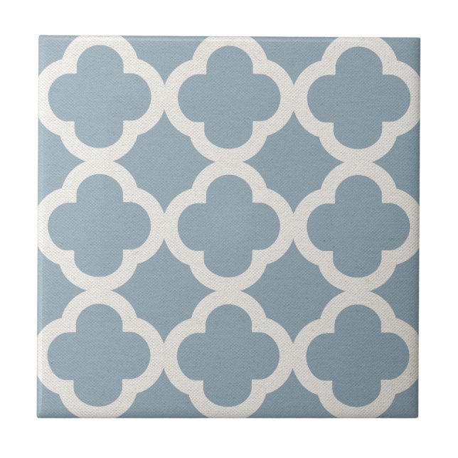 Chic Quatrefoil Muster im Blau auf Leinwand-Blick Fliese (Vorderseite)