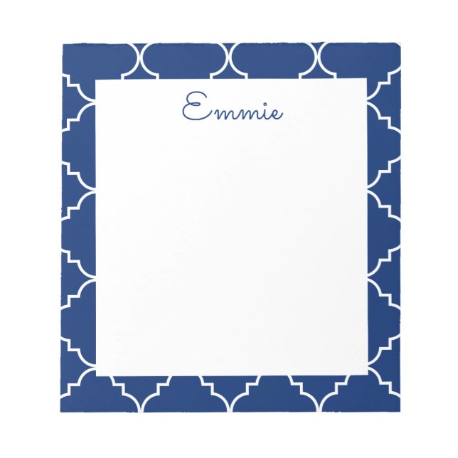 Chic Quatrefoil Personalisiert Notepad Notizblock (Vorderseite)