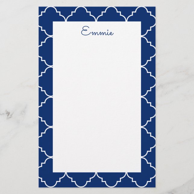 Chic Quatrefoil Personalisiert Stationery (Vorderseite)