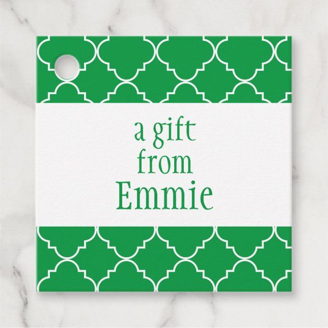 Chic Quatrefoil Personalisierte Geschenke oder Gef Geschenkanhänger (Vorderseite)