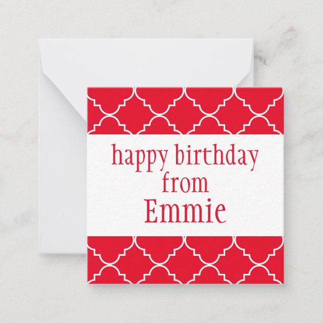 Chic Quatrefoil Personalisierte Geschenkkarten Mitteilungskarte (Vorderseite)