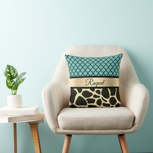 Chic Quatrefolie Giraffe Personalisiert drucken Kissen (Stuhl )