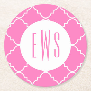 Chic Quatrefolie Mit Monogramm Paper Untersetzer