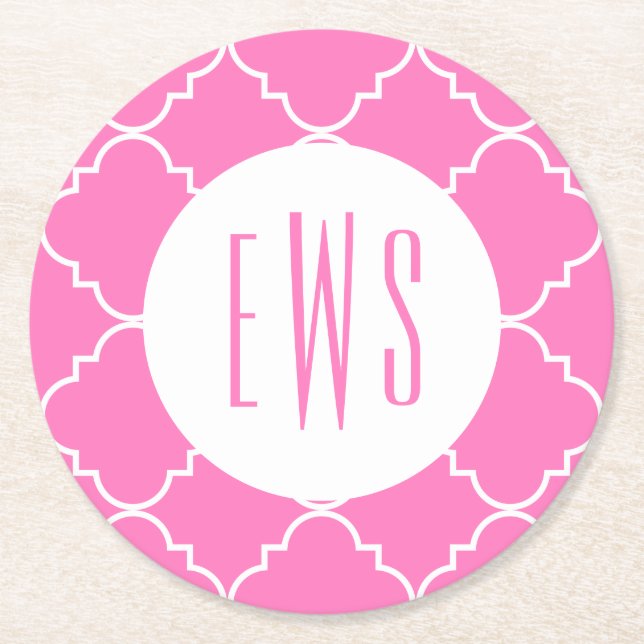 Chic Quatrefolie Mit Monogramm Paper Untersetzer (Vorderseite)