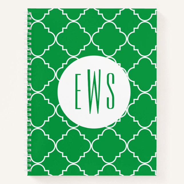 Chic Quatrefolie Monogram Spiralnotebook Notizbuch (Vorderseite)