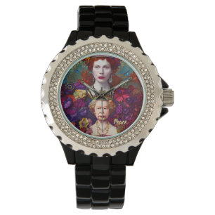 Chic Queen Elizabeth II Royal Blue und Red Armbanduhr