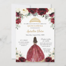Chic Quinceañera Burgundy Ivory Bloral Prinzessin