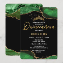 Chic Quinceañera Emerald Green Agate Marble