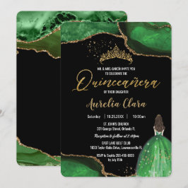 Chic Quinceañera Emerald Green Agate Princess Einladung