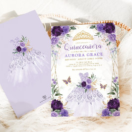 Chic Quinceañera Princess Dress Lila Floral Einladung