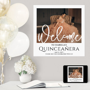 Chic Quinceañera Willkommen Foto 15. Geburtstagspa Poster