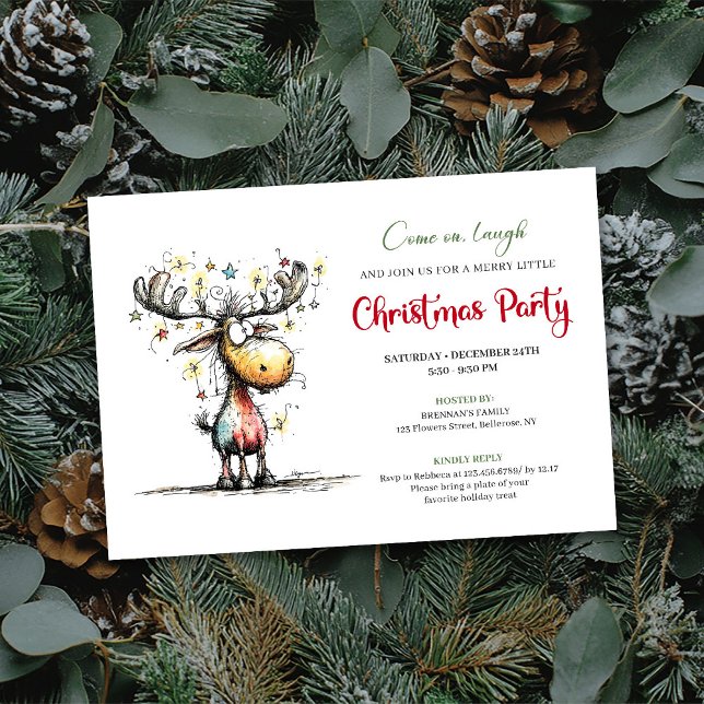 Chic Quirky Reindeer Festive Party Invitation Einladung (Chic Quirky Reindeer Festive Party Invitation)