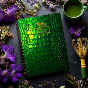 Chic Radiant Iridescente Vert Faux Crocodile