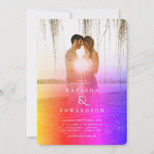Chic Rainbow Abstrakt Overlay Foto Wedding Einladung