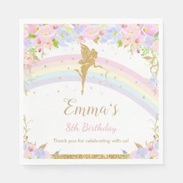 Chic Rainbow Fairy Girl Birthday Baby Shower Serviette