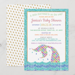 Chic Rainbow Glitzer Mermaid Baby Shower Einladung