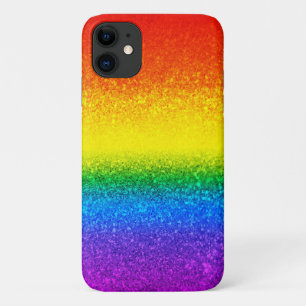 Chic Rainbow Glitzer Stripes Monogramm Name Case-Mate iPhone Hülle