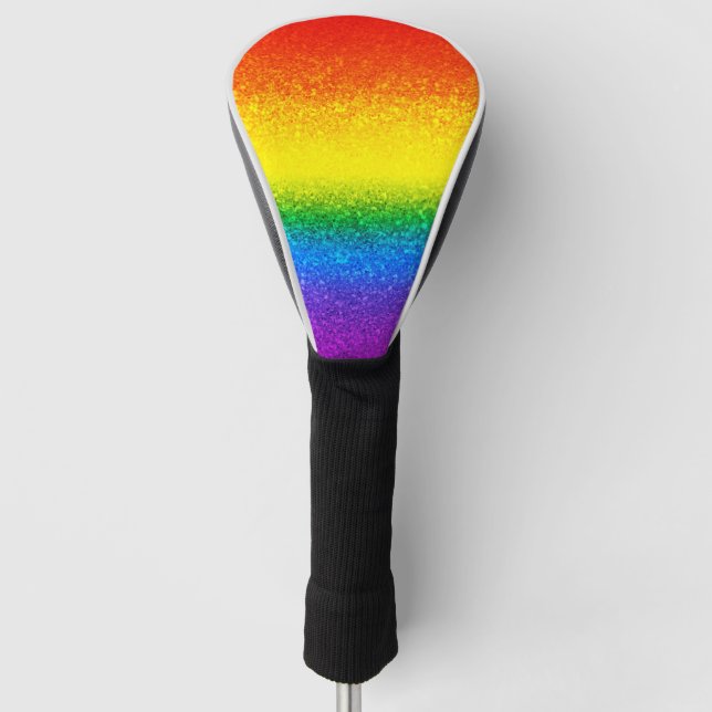 Chic Rainbow Glitzer Stripes Monogramm Name Golf Headcover (Vorderseite)