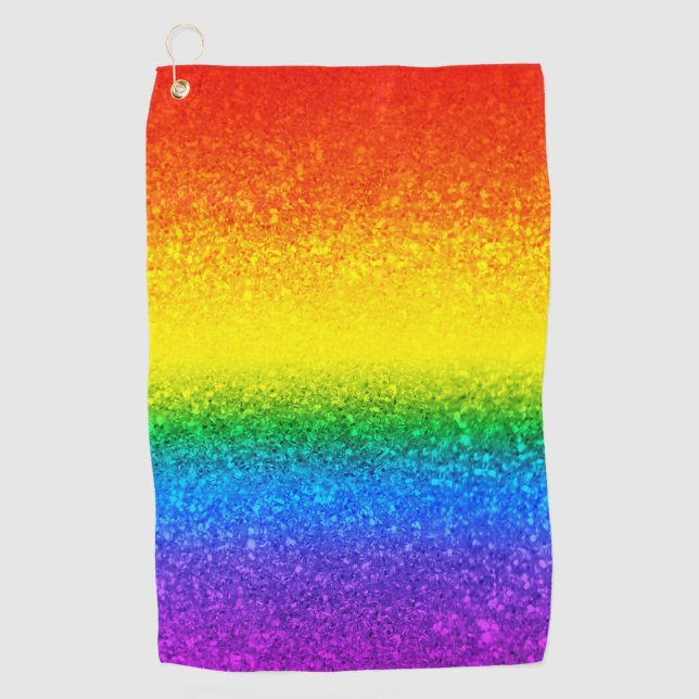 Chic Rainbow Glitzer Stripes Monogramm Name Golfhandtuch (Vorderseite)