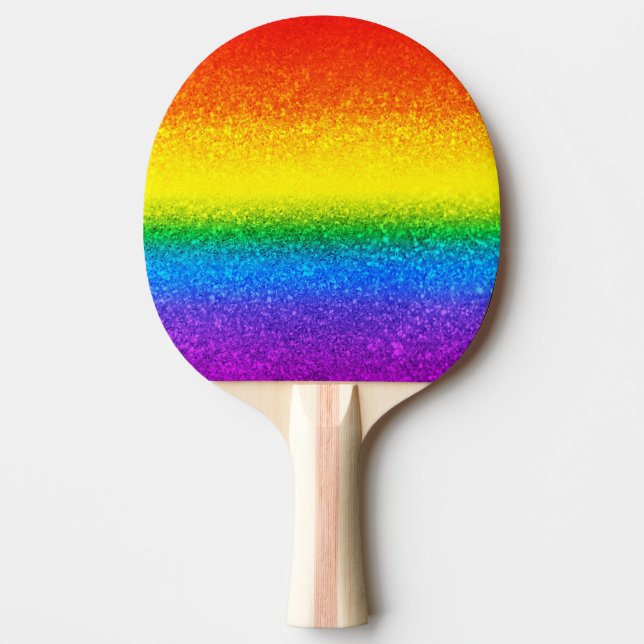 Chic Rainbow Glitzer Stripes Monogramm Name Tischtennis Schläger (Vorderseite)