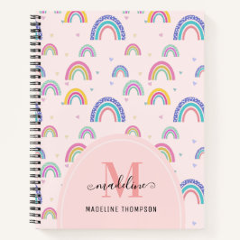 Chic Rainbow Heft Monogram Boho Pink Notizbuch