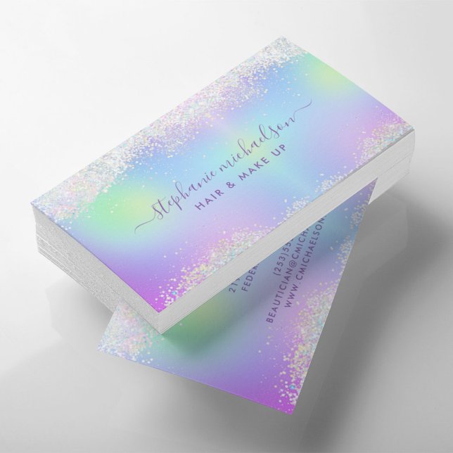 Chic Rainbow Holographic Glitzer Haair Makeup Salo Visitenkarte (Von Creator hochgeladen)
