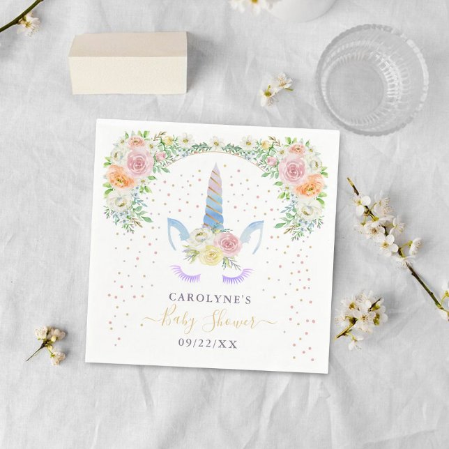 Chic Rainbow Watercolor Unicorn Kinderdusche Serviette (Von Creator hochgeladen)