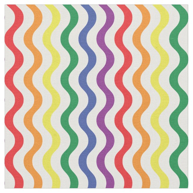 Chic Rainbow Wavy Lines Custom Muster Stoff (Nahaufnahme)