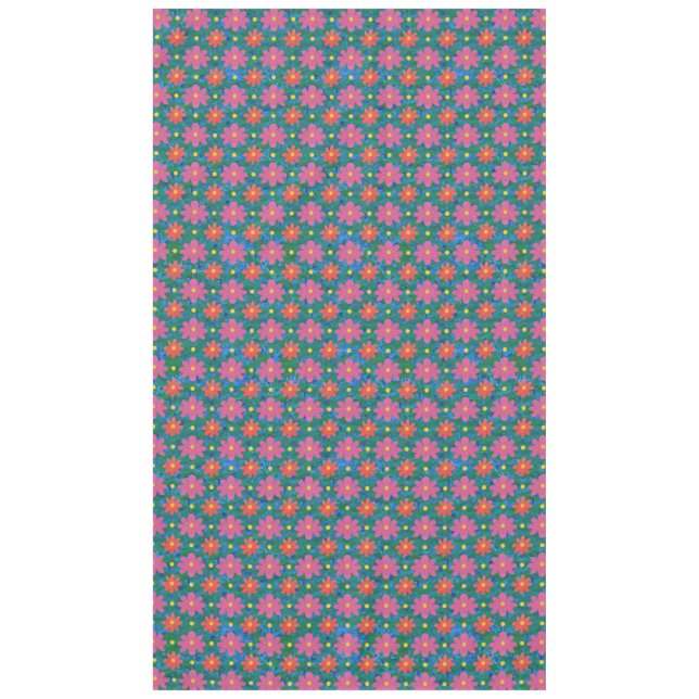 Chic Rangoli Blume Polka Dots auf Blue Tablecloth Tischdecke (Vorderseite)