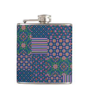 Chic Rangoli Patterns Imitate Patchwork Hip Flask Flachmann