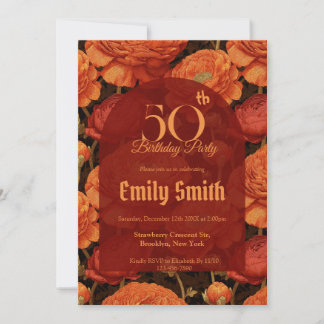 Chic Ranunculus Accent Surprise Birthday Einladung