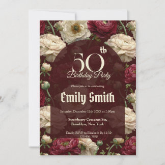 Chic Ranunculus Floral Birthday Einladung