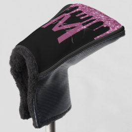 Chic Raspberry Driving Glitzer Monogram Name Golf Headcover