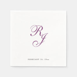 Chic Raspberry Monogram Wedding Napkins Serviette