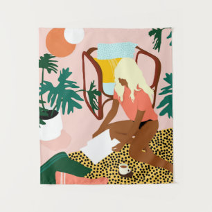 Chic Reading Corner Wandteppich