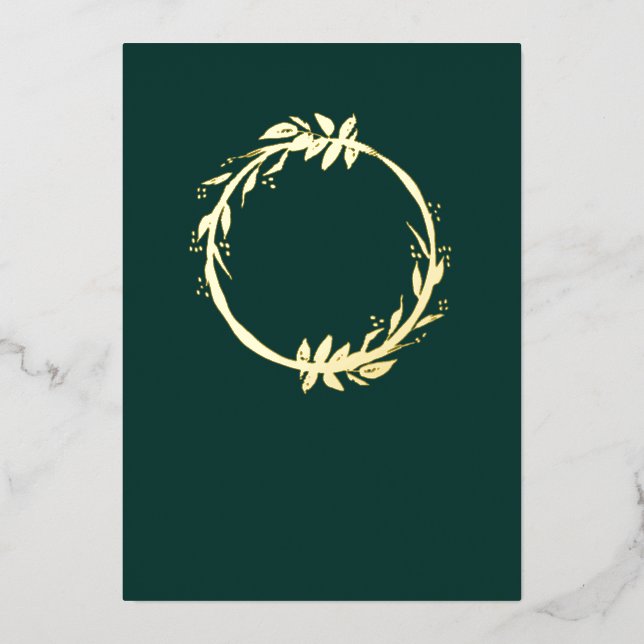 Chic Real Gold Foil Foliage Emerald Green Wedding Folieneinladung (Vorderseite)
